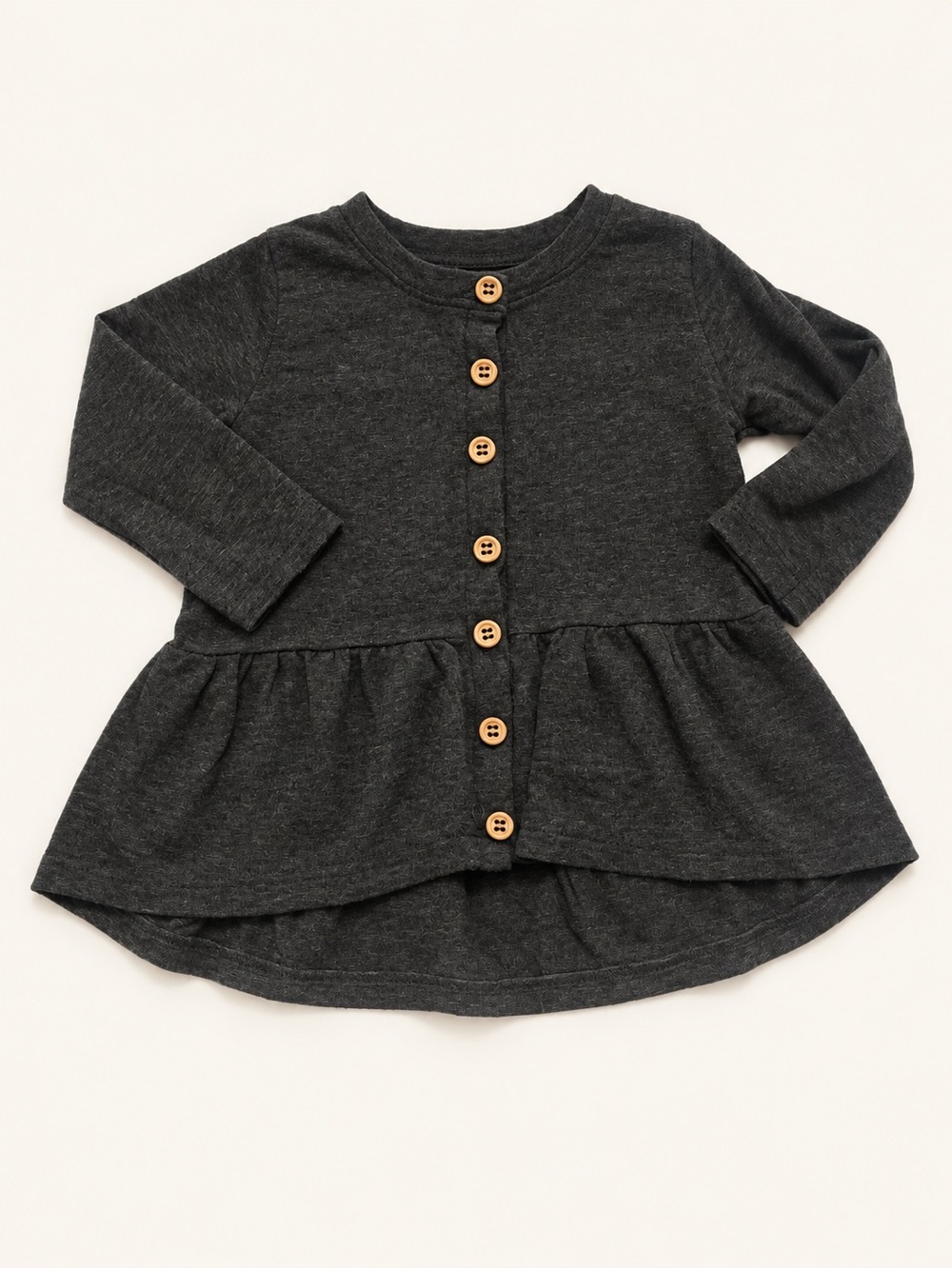 Bamboo Charcoal Button-Front Peplum Top